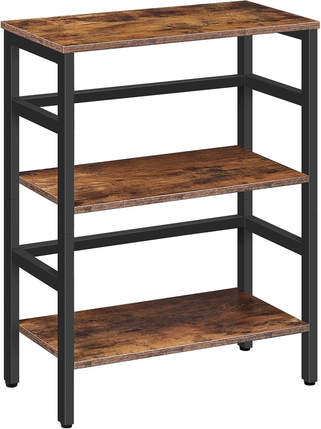 Open Display Shelf Featuring Rustic Aesthetic – 3 Tier Storage Solution