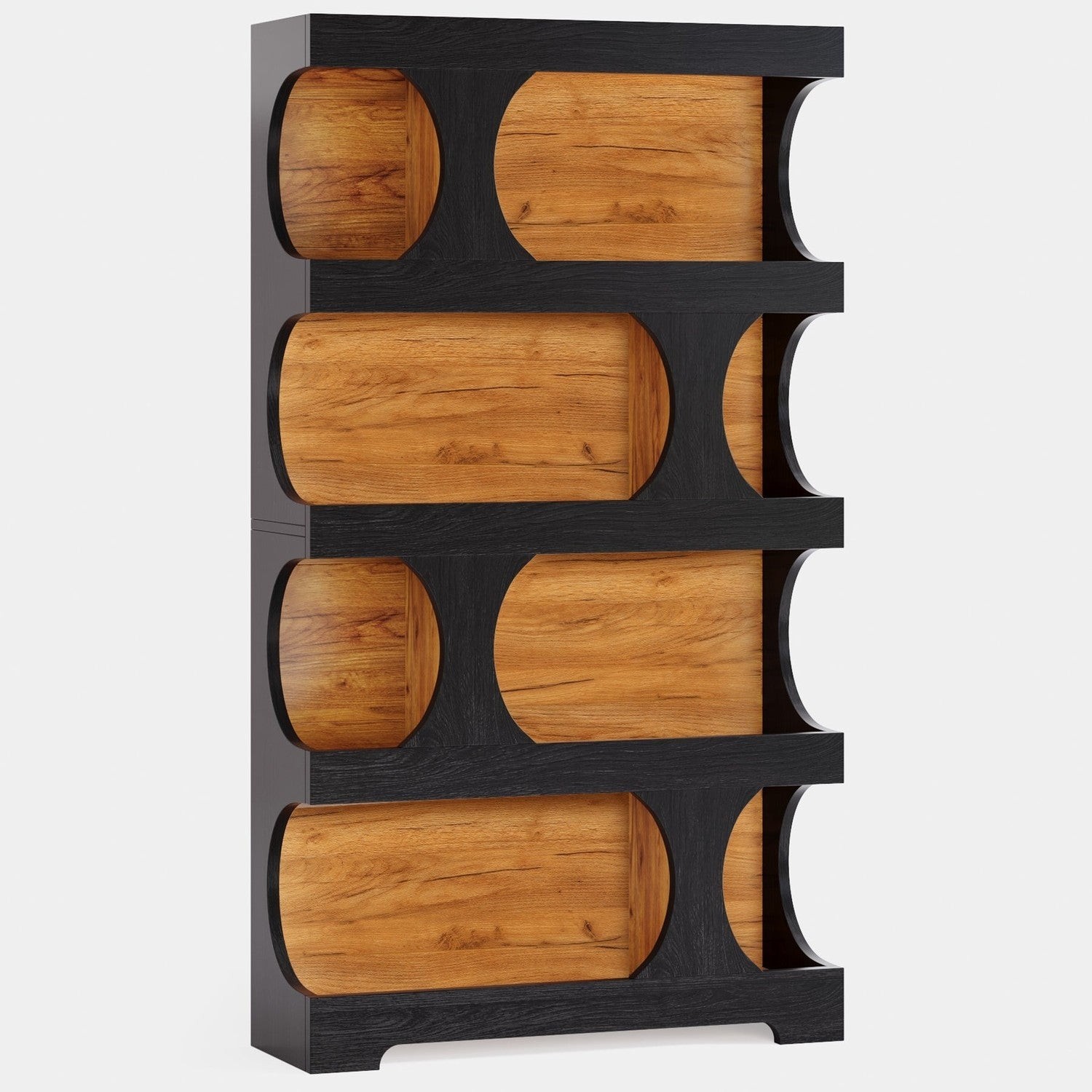 71″ Bookshelf, 4-Tier S-Shaped Bookcase Freestanding Display Shelves