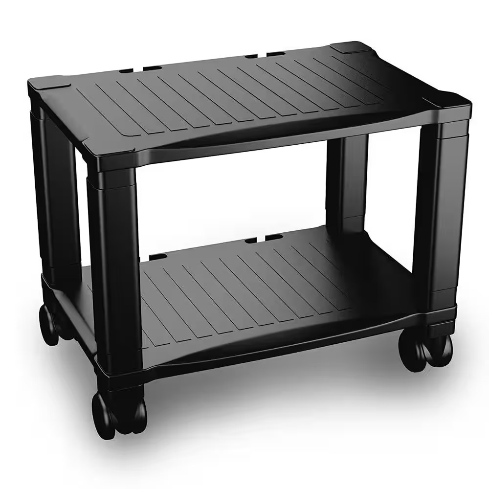 2 Tier Printer Stand with Wheels Mobile Rolling Cart Small Office Storage