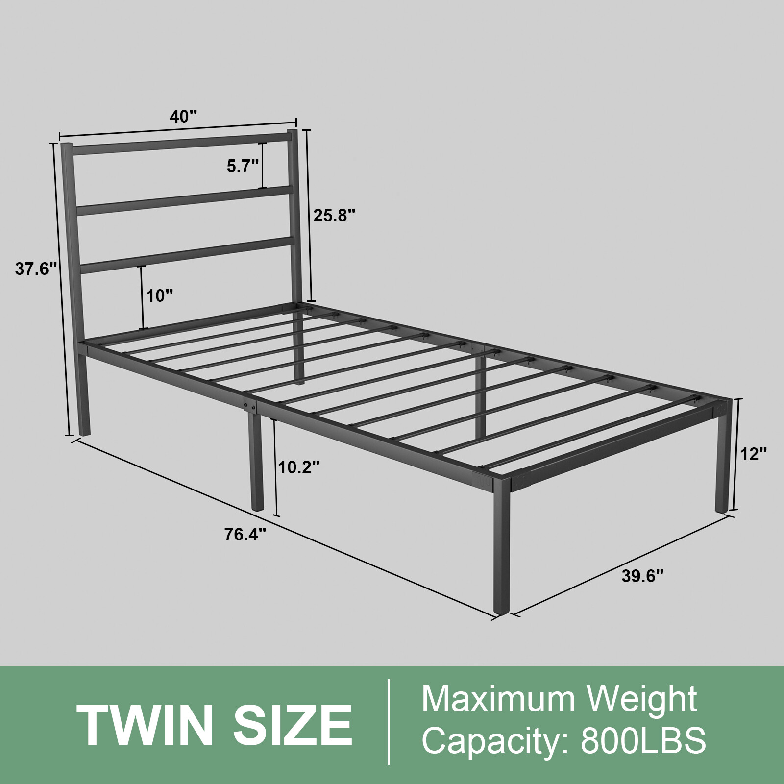 Metal Platform Bed Frame Twin/Full/Queen/King Size with Classic Style Headboard