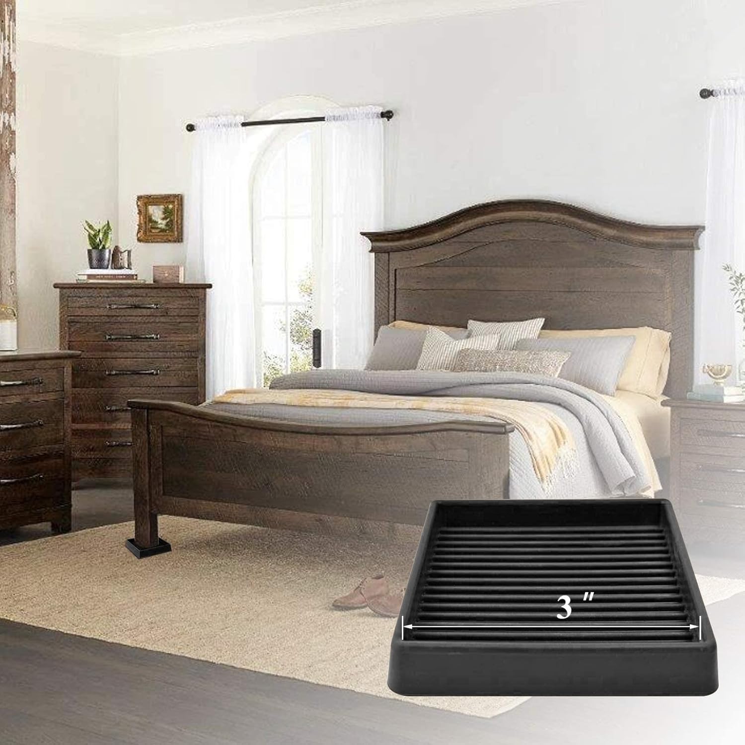 8 Pcs Non-Slip Furniture Pads – 3” Black Rubber Coasters for Floor Protection