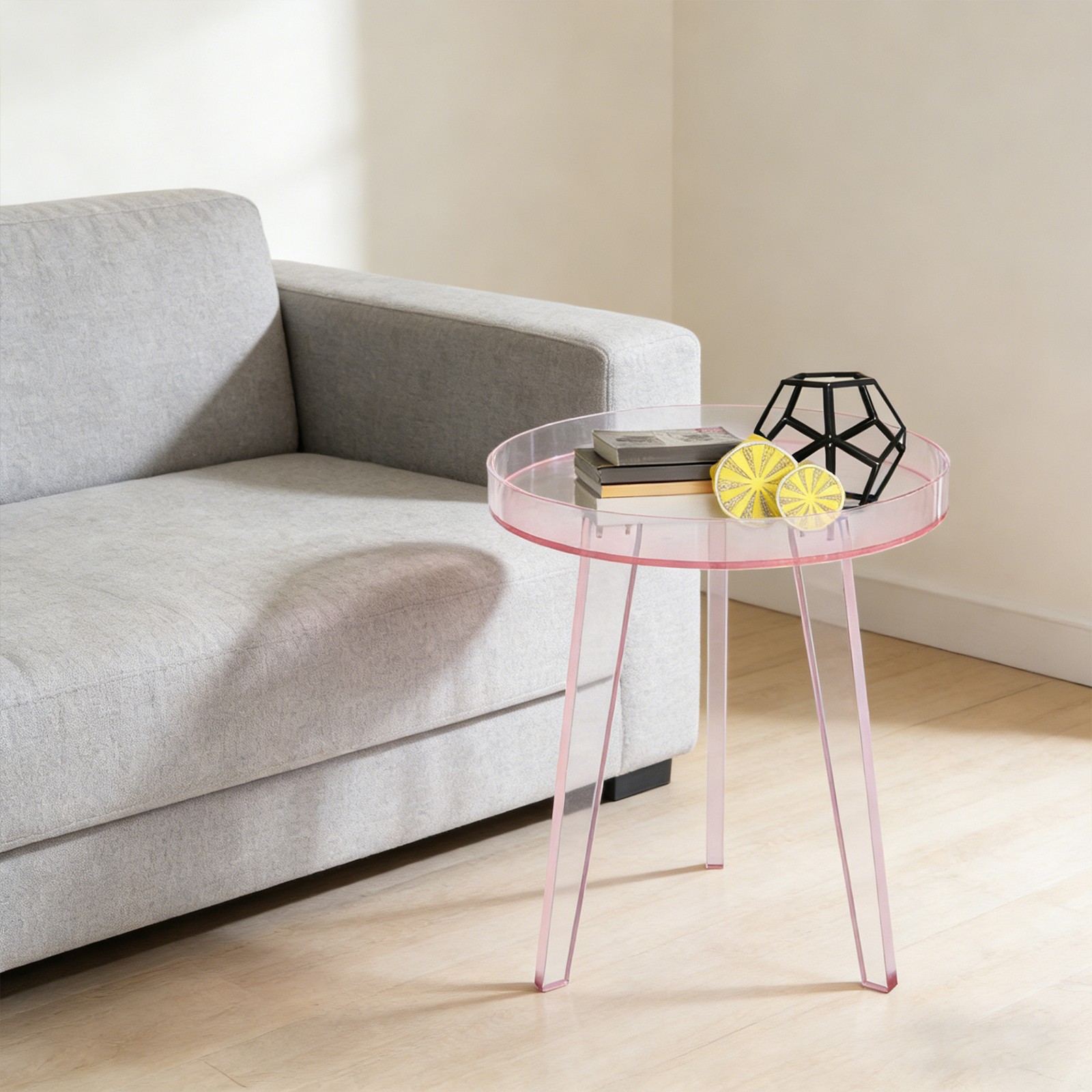 Modern Acrylic Side Table 46cm Height Round Acrylic Coffee Table Load 10kg