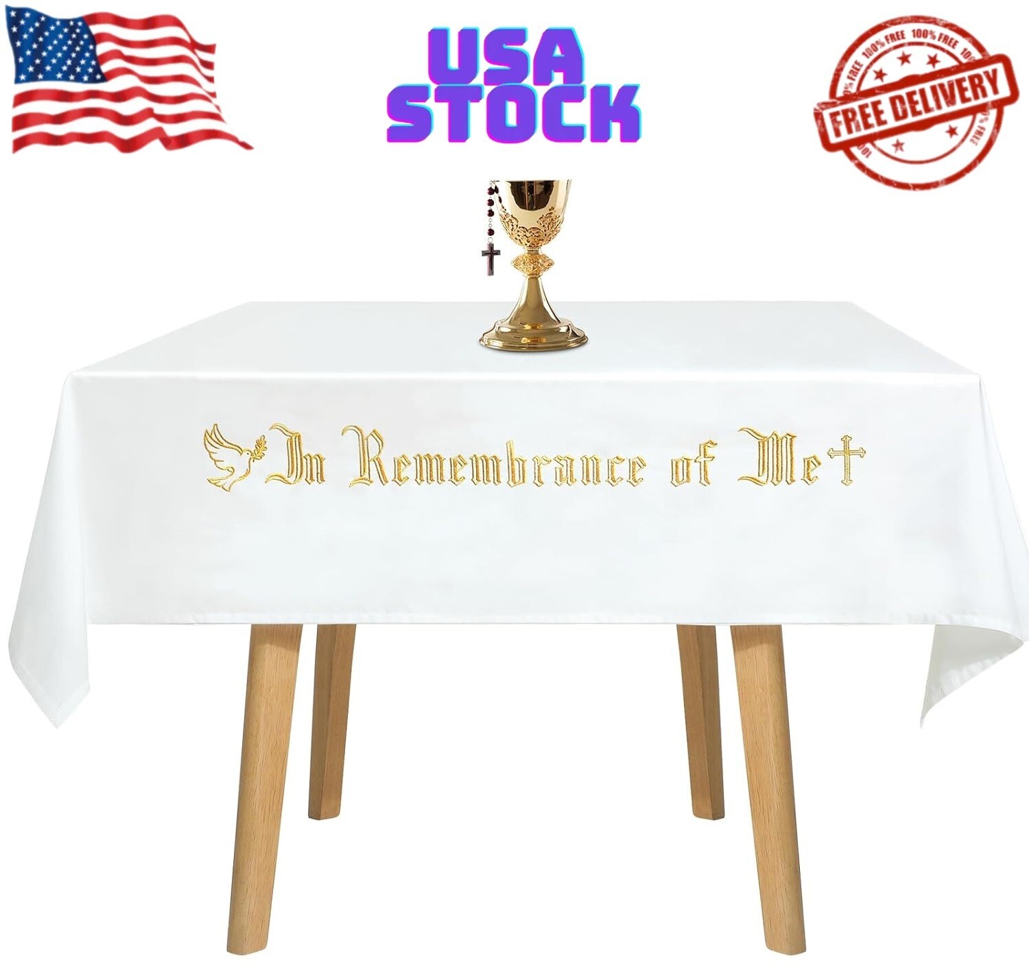 Large in Remembrance of Me Altar Frontal 88.2x52in Holy Communion Table Cloth