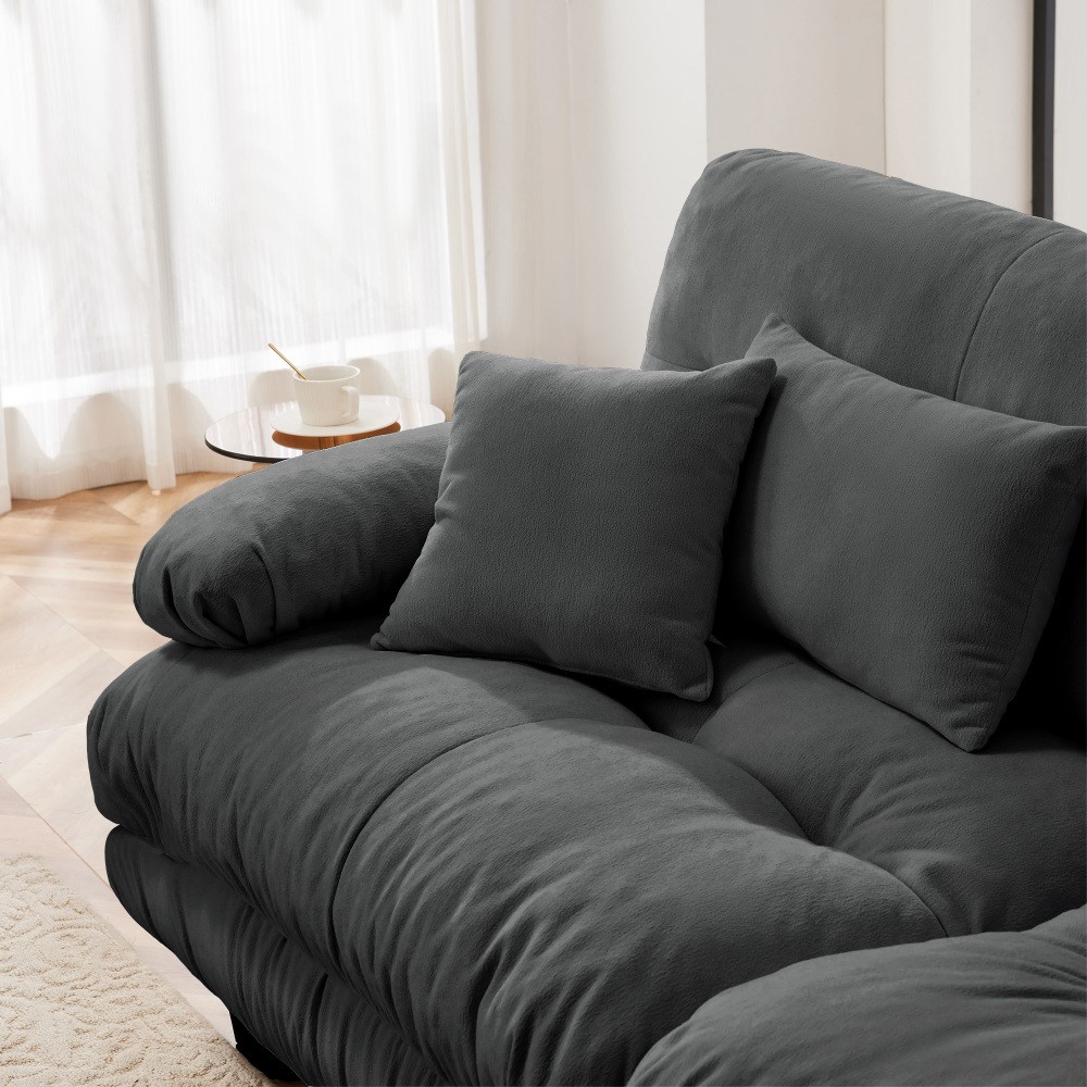 27″ Gray Chenille Sofa LSF with 2 Pillows – 1-Seat Flexible Combination Sofa