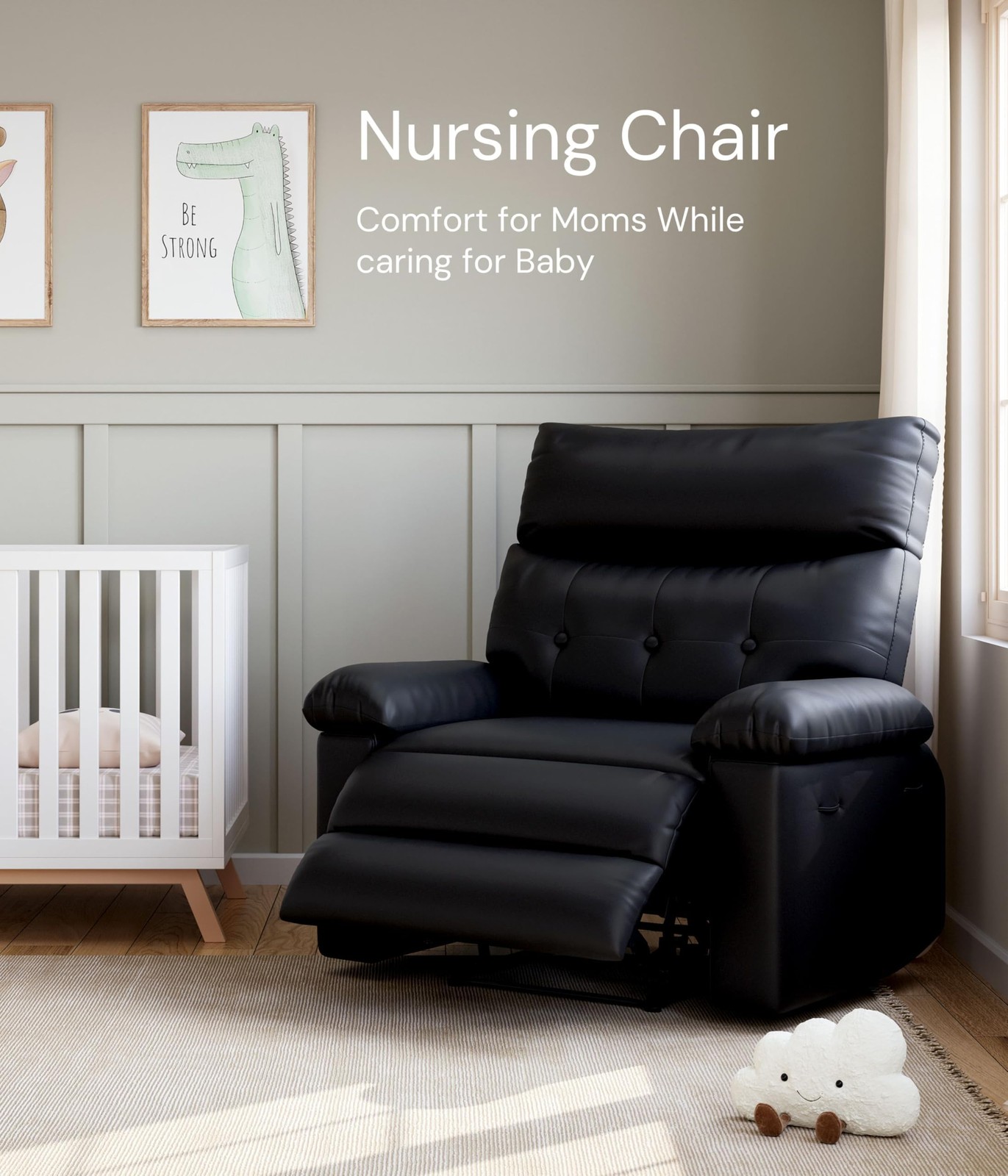 Massage Rocking Recliner Chair Oversized Manual Lazy Sofa for Adult Home