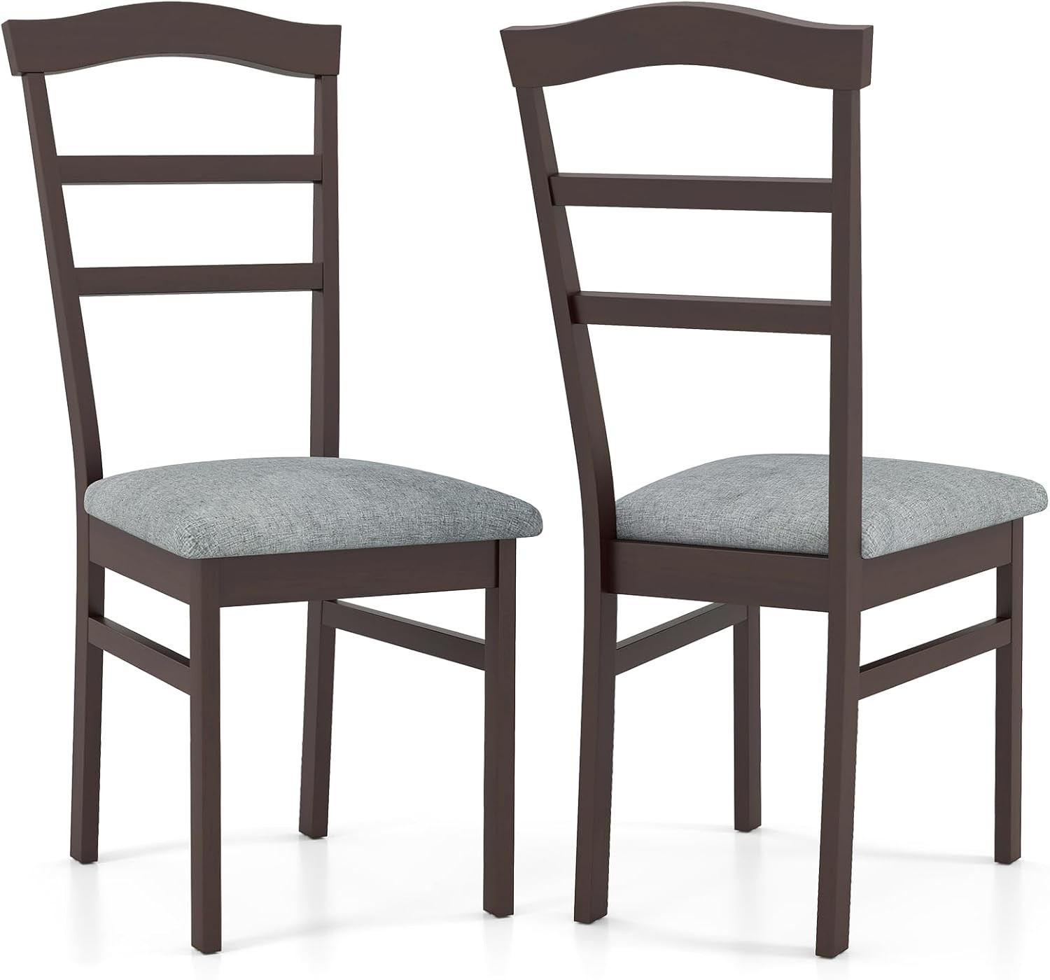 Wooden Dining Chairs Set of 2, Upholstered Kitchen Chair w/Rubber Wood Frame,