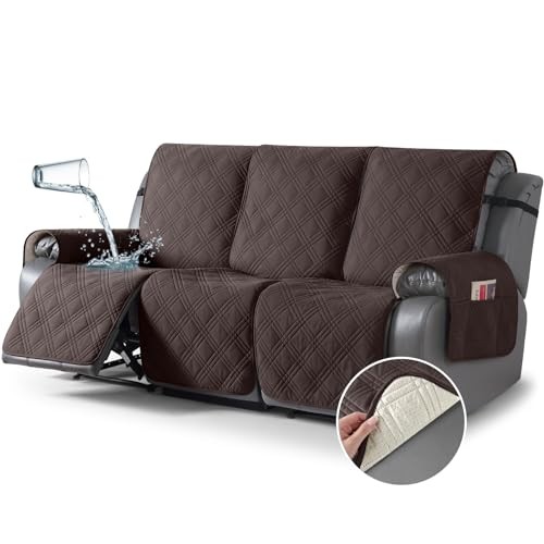 100% Waterproof Recliner Sofa Cover Non Slip Couch 3 Seater Standard Chocolate
