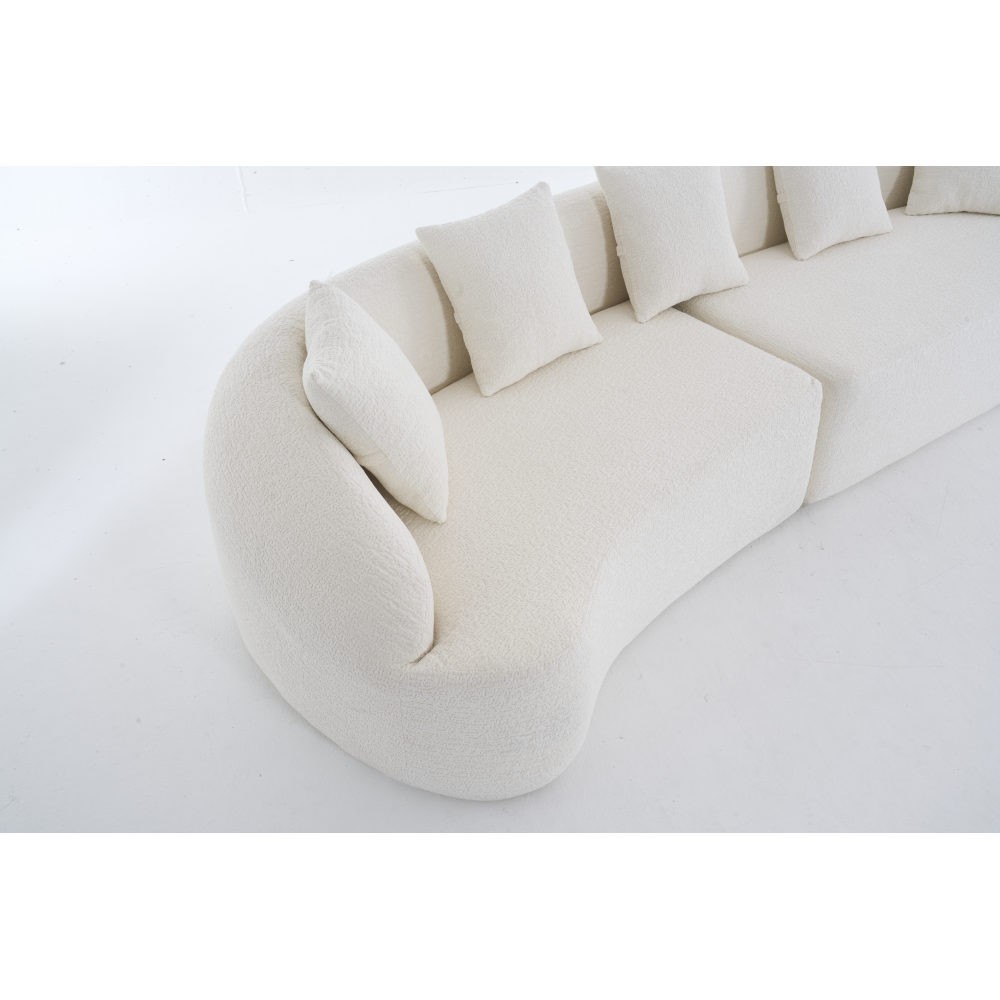 110″ Curved Sofa Sleeper Sectional, Chenille Pillow Back, No Assembly Req