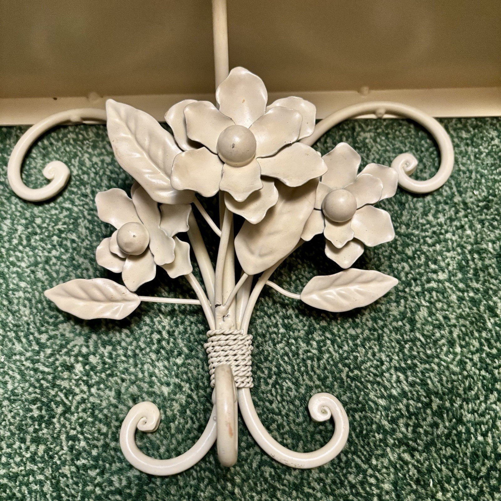 Vintage Metal Wall Shelf w/ Flowers~Garden French Country Shabby Chic Glam