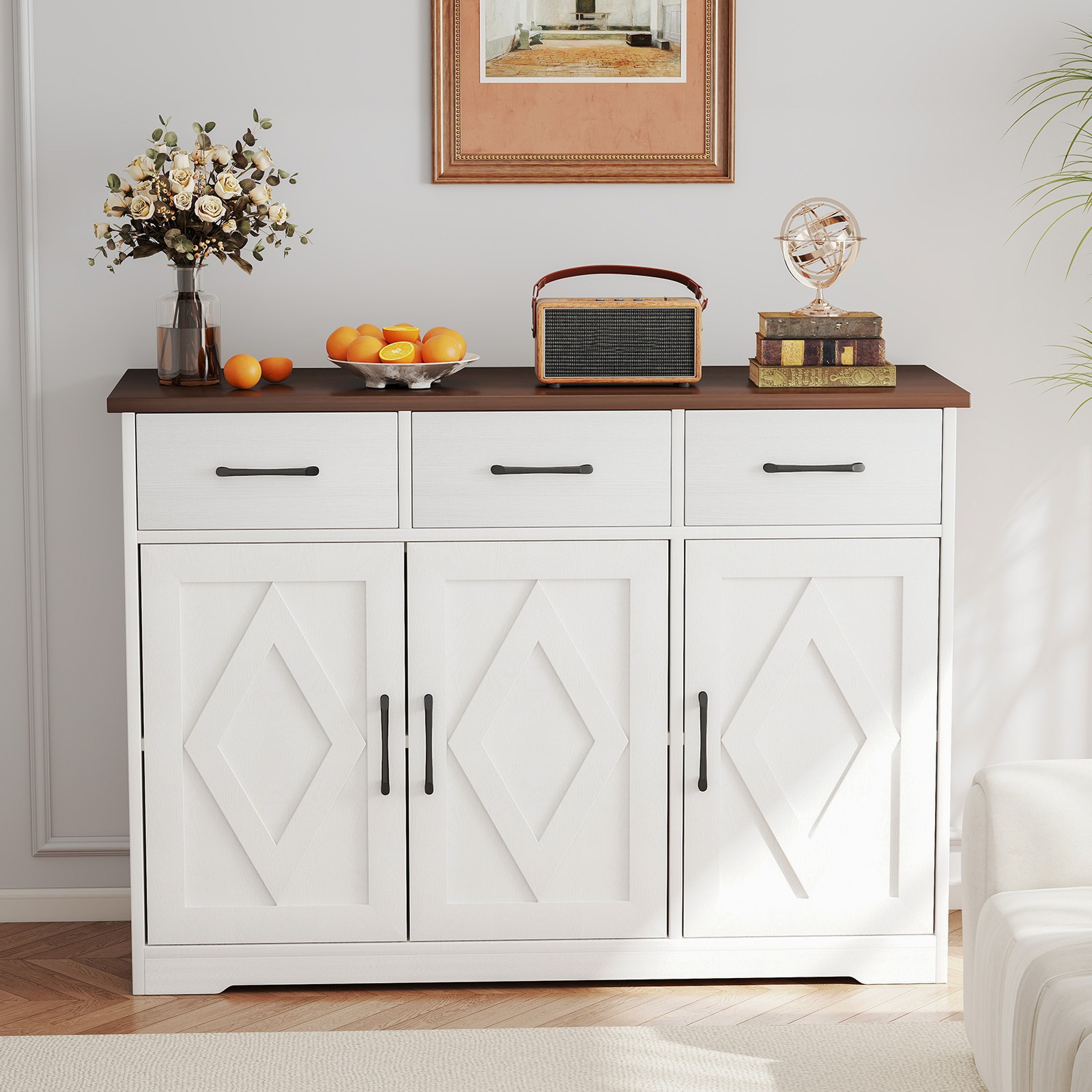 Sideboard Buffet Cabinet Large Capacity Particle Board Side Storage Cabinet