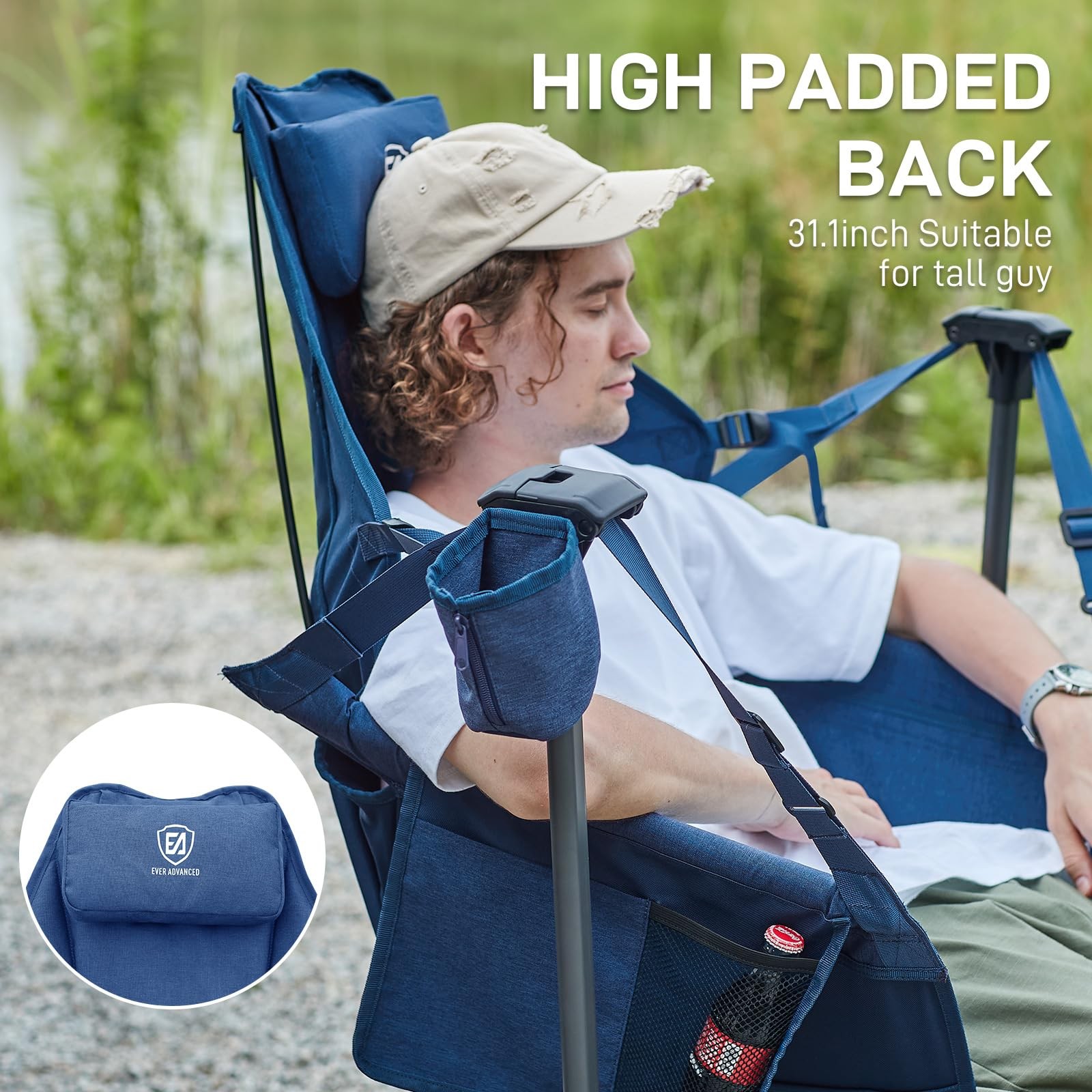 EVER ADVANCED Padded Hammock Camping Chair, 31in x 20in x 51in, Blue