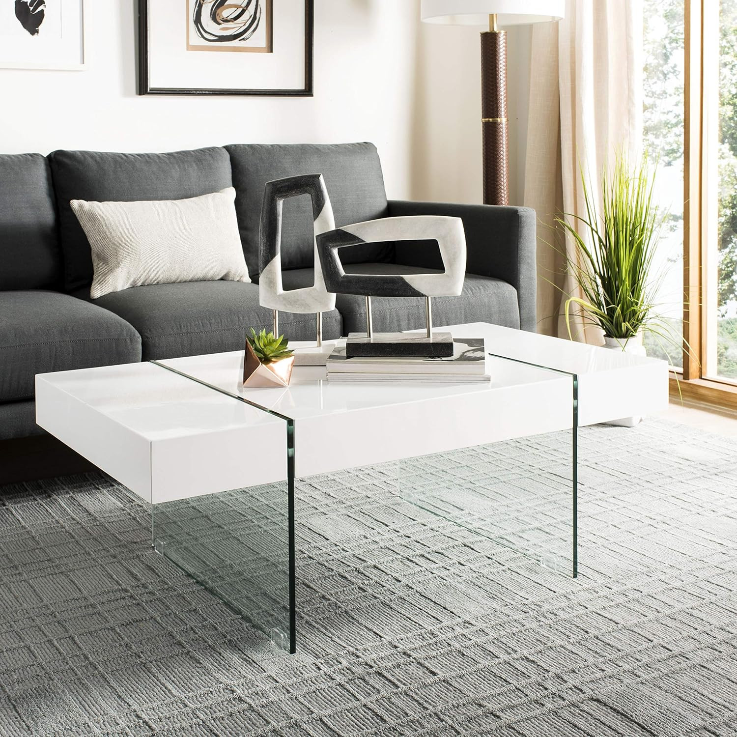 Elegant Jacob White & Glass Coffee Table for Modern Living Spaces