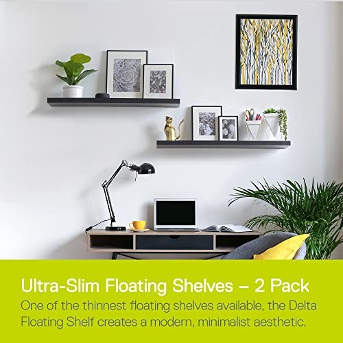 BLACK – DELTA 2 PACK FLOATING SHELVES 36″ X 8″ X 1″ REFORESTED NATURAL WOOD