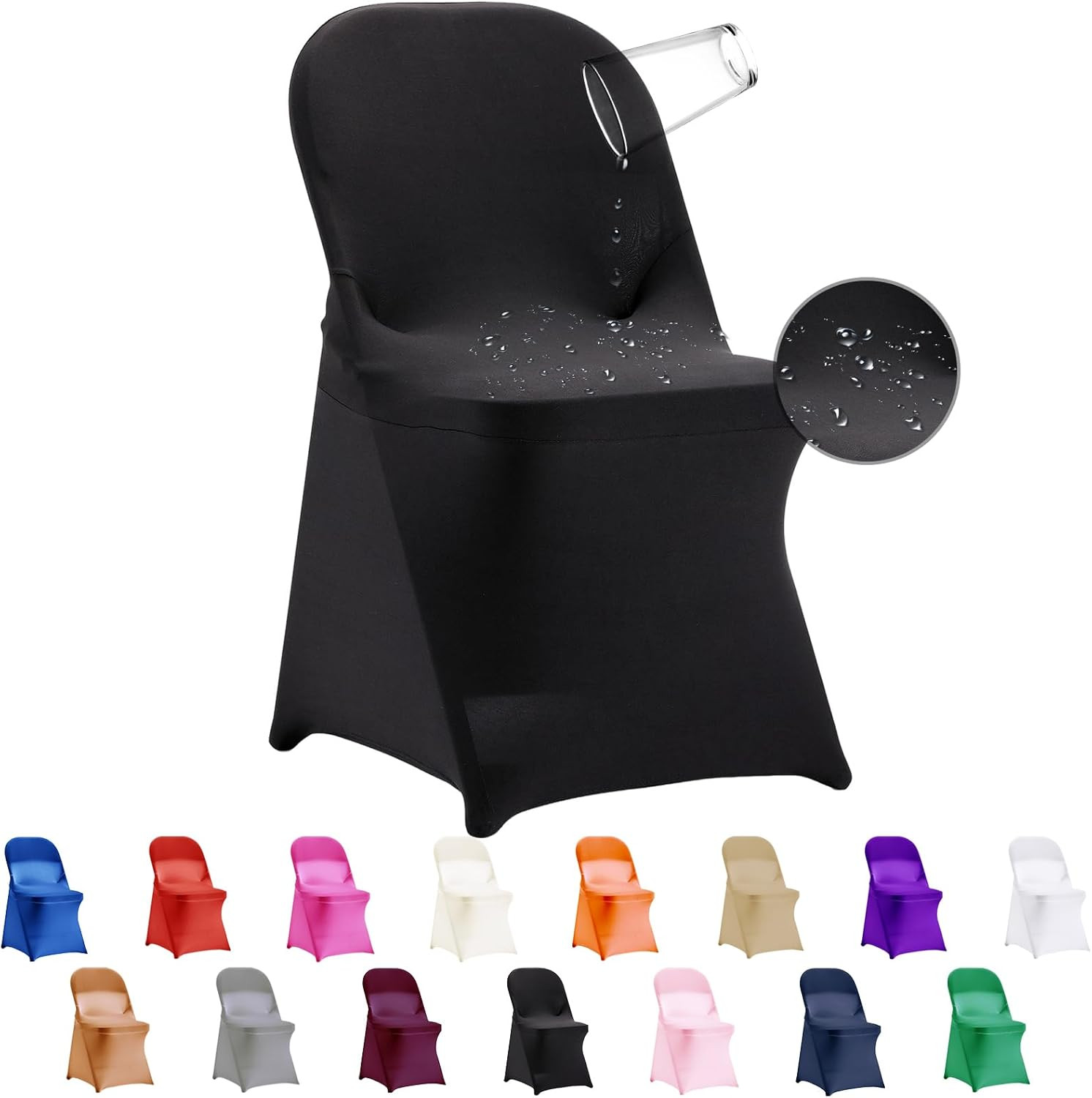 36 PCS Waterproof Stretch Spandex Folding Chair Covers, Dining Room Chair Slipco