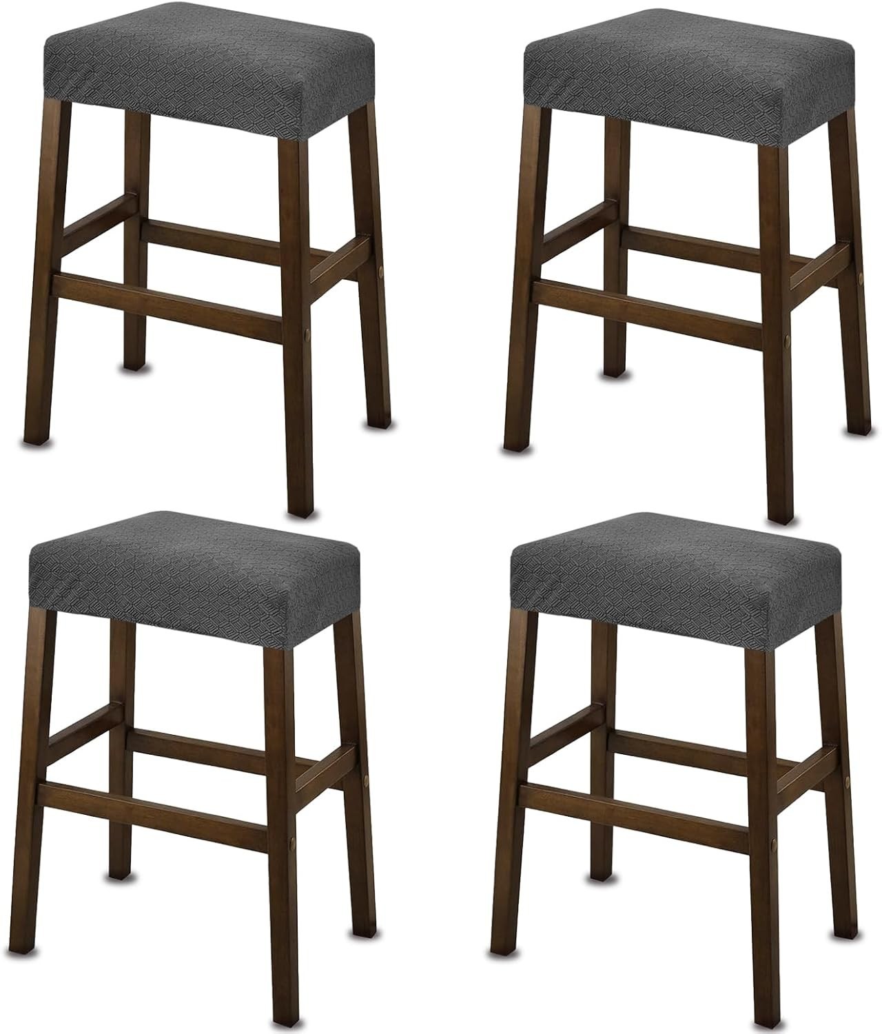 2 PACK Rectangle Bar Stool Covers Stretch Waterproof Saddle Seat Counter Height