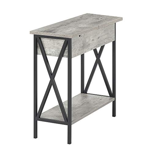 CONVENIENCE CONCEPTS TUCSON ELECTRIC FLIP TOP END TABLE – BARNWOOD/BLACK