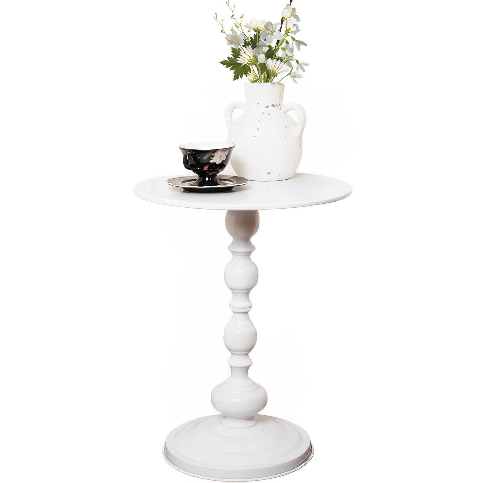 Side Table – 13.8″ Round Small Accent Table with Metal Base, Multifunctional …