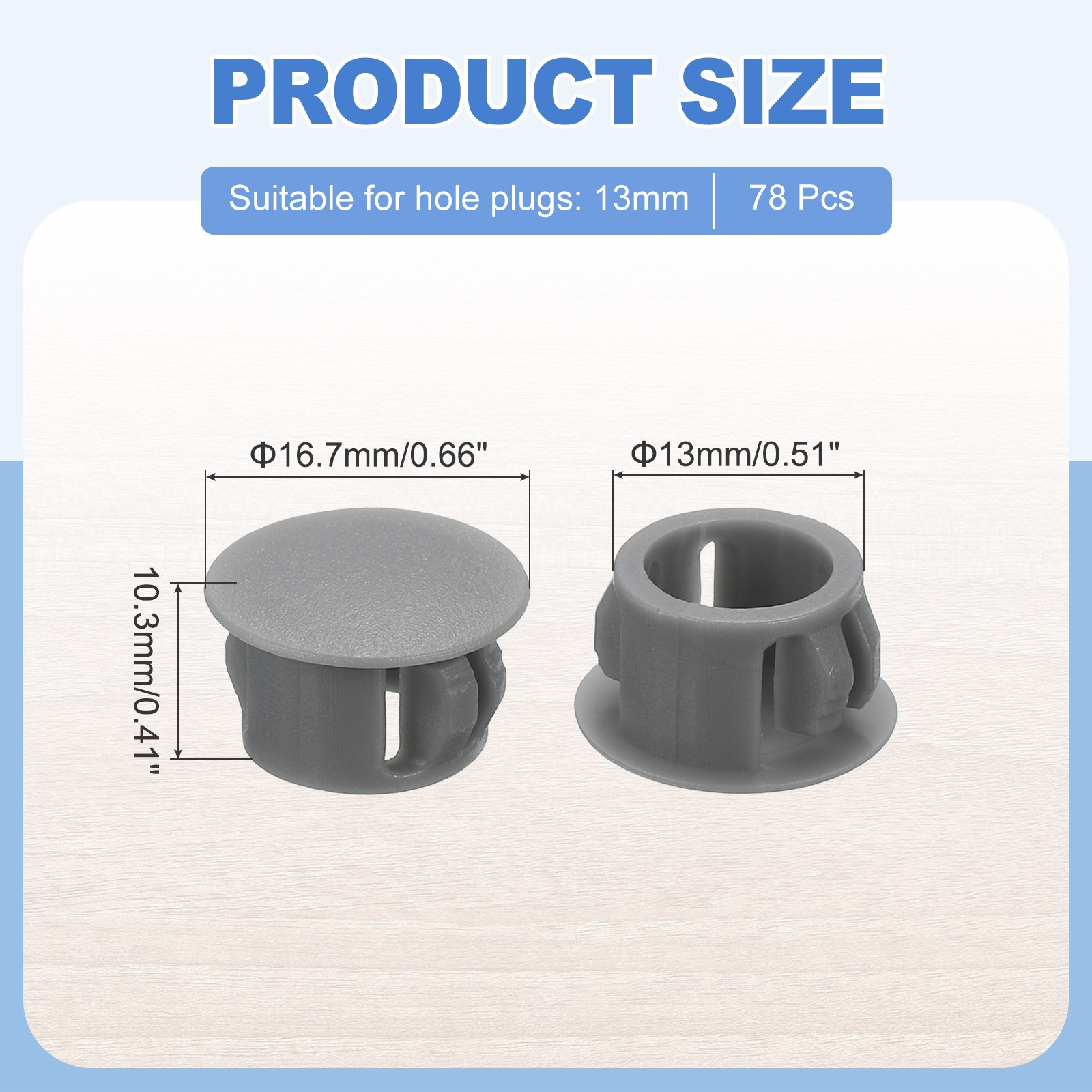 78Pcs Plastic Hole Plugs Dark Gray 11/16″x7/16 Hole Cover for Holes(13mm)
