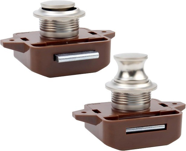 5Sets Push Button Latch Cupboard for RV Camper Motor Home Caravan, Nickel on Bro