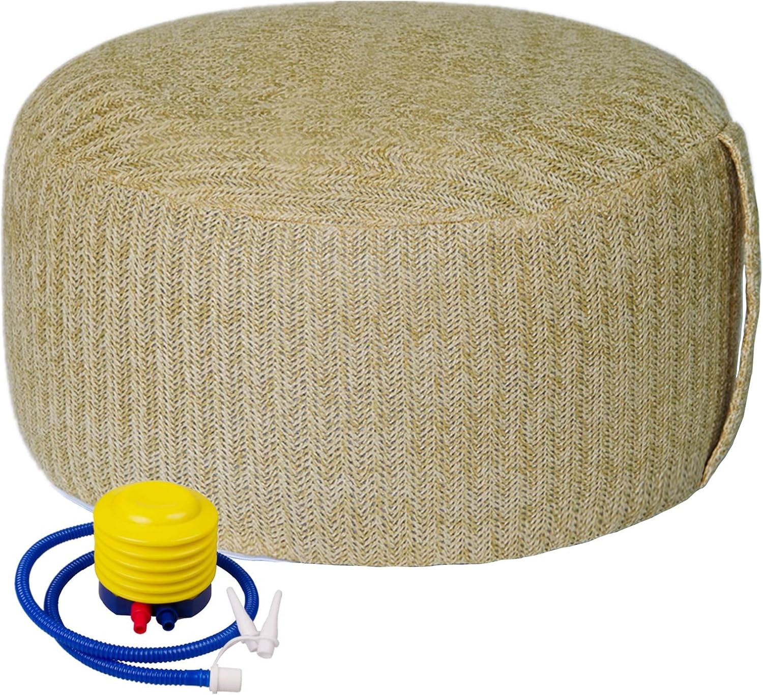 Woven Inflatable Ottoman W/ Air Pump D21”x H10” Outdoor Indoor Pouf Patio