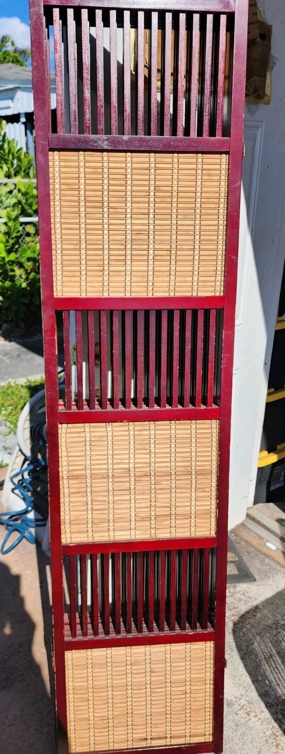 5 Panel Wood Room Divider, Burgundy 84″× 84″× 3/4″