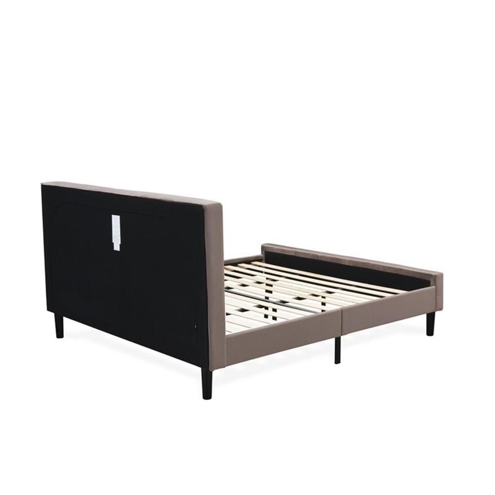 East West Furniture Nolan 2-Piece Wood King Bedroom Set in Brown/Burgundy