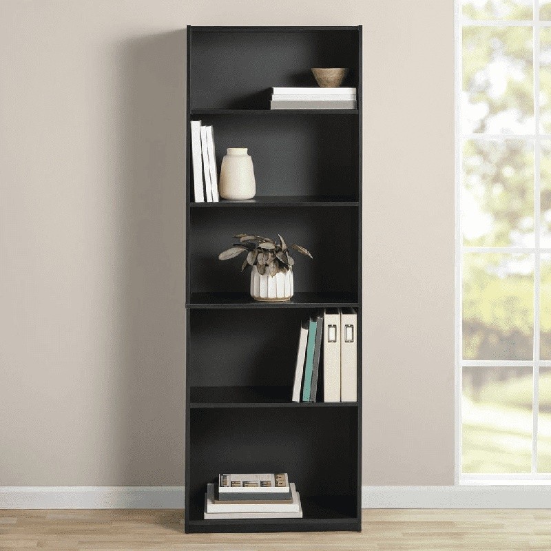 5-Shelf Adjustable Bookcase W/ Fixed Shelves Living Room Office Storage New