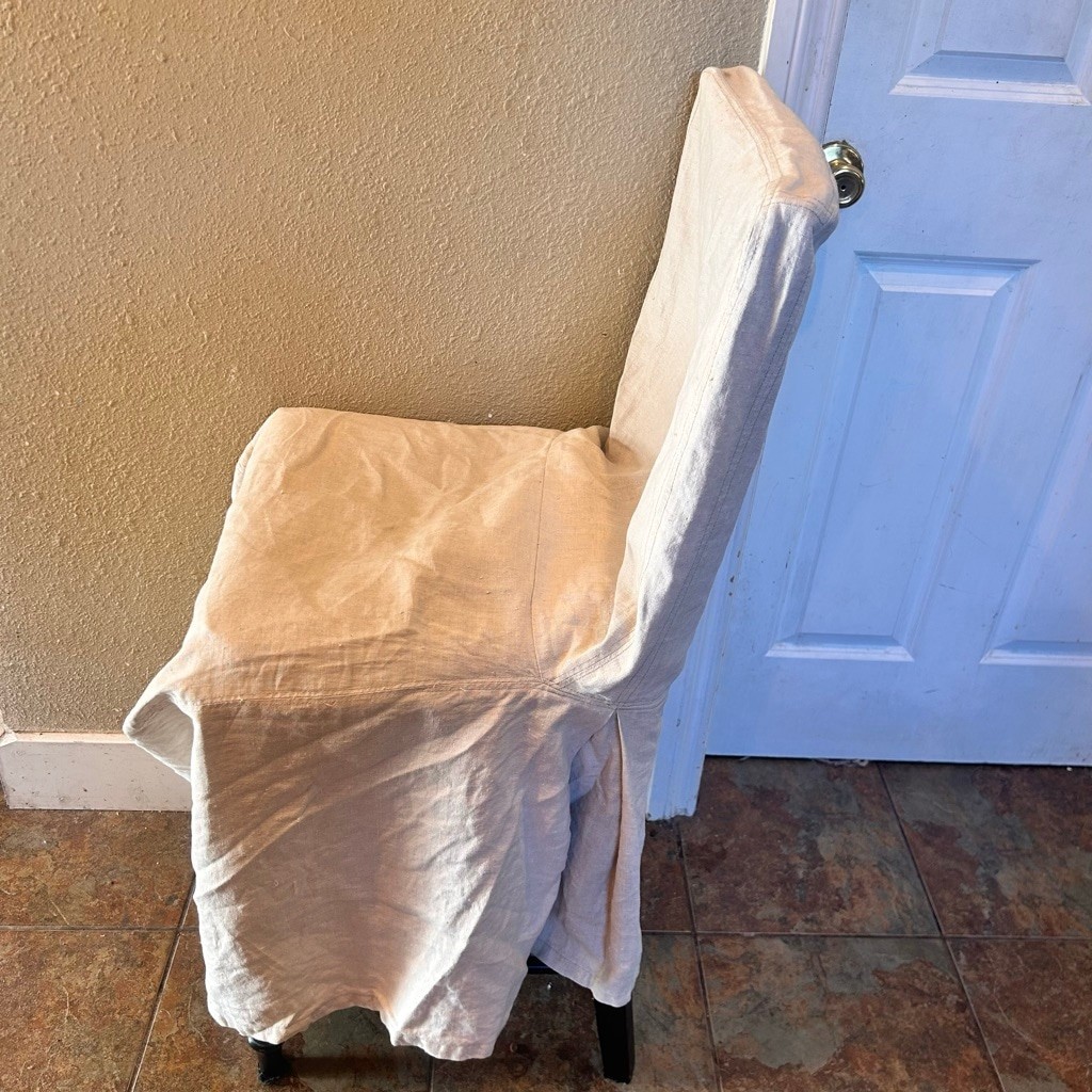 Set 4 Pottery Barn Beige 100% Belgian Flax Linen Chair Covers Rustic Farmhouse
