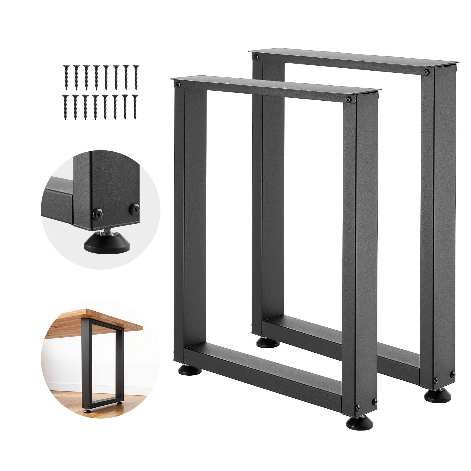 Uimoso Steel Table Legs 29.5 x 23.6 in Square, Heavy Duty, Set of 2, Black