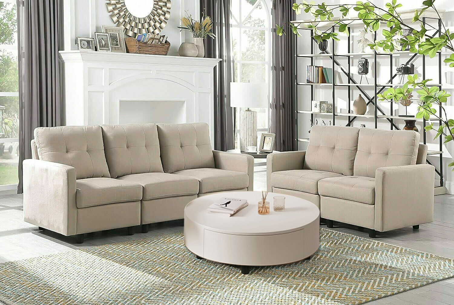 Modular Sectional Sofa Set – Modern Fabric Upholstered Couch for Living Room