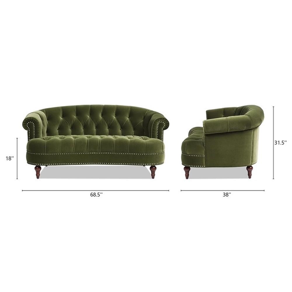 La Rosa Victorian Chesterfield Loveseat Olive Green
