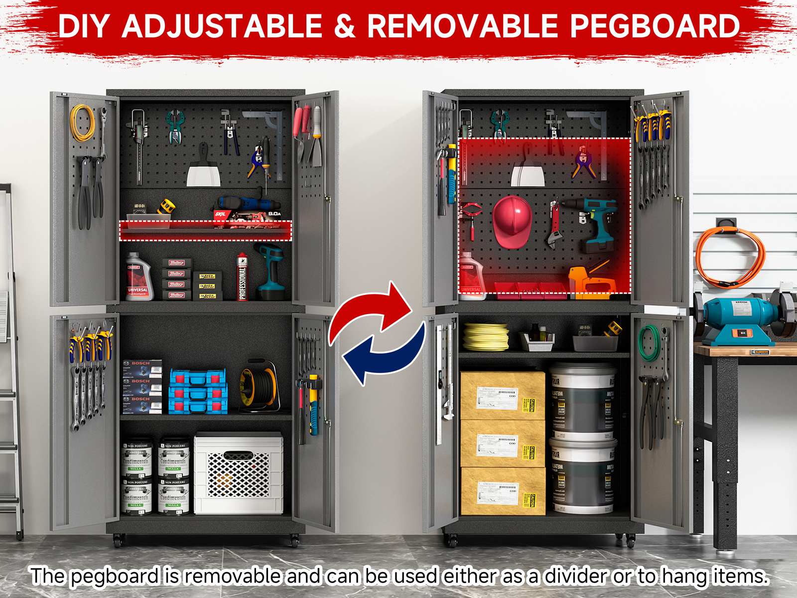 Rolling Tool Boxes Storage Cabinet On Wheels With 4 Doors Lockable Cabinet Wheel