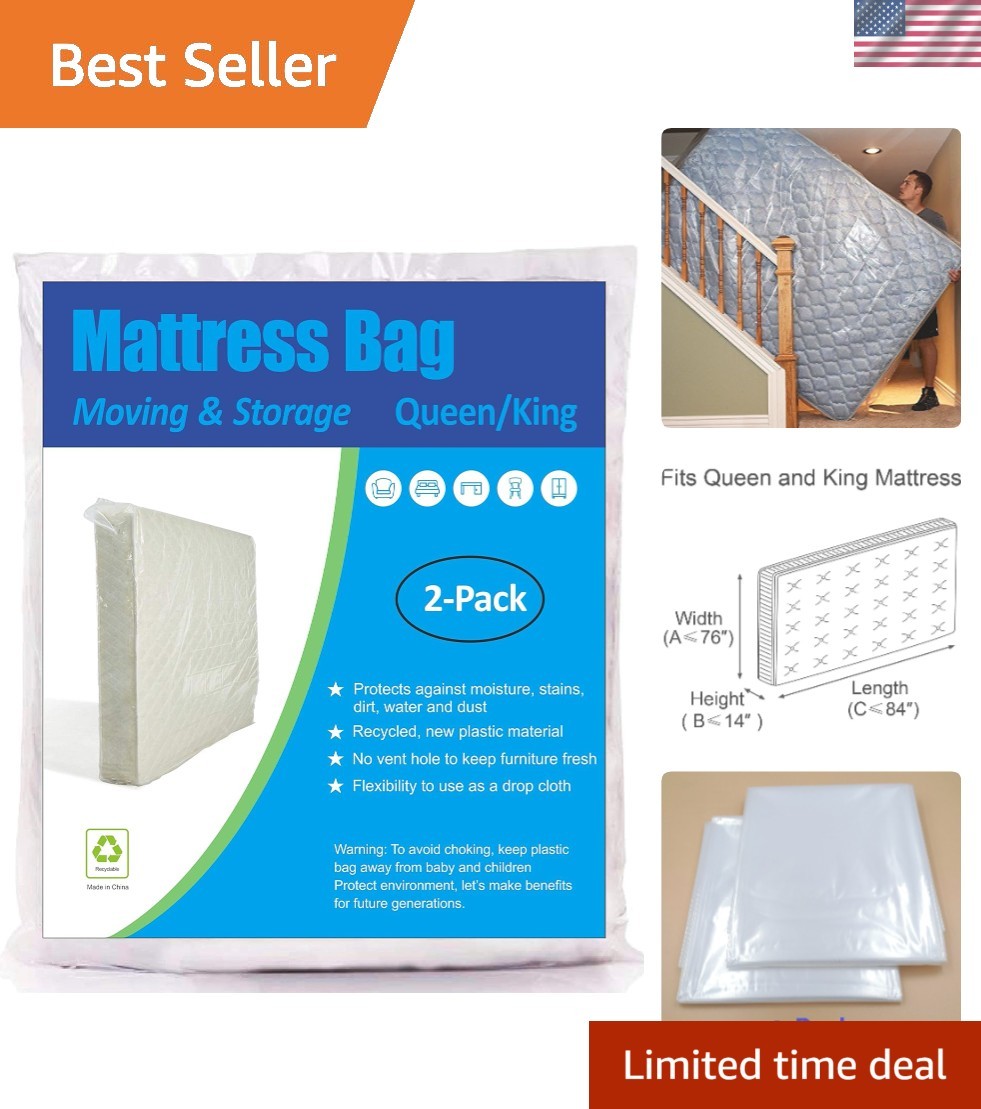 Lightweight Clear Mattress Storage Bags – 2 Pack for Easy Moving & Protection
