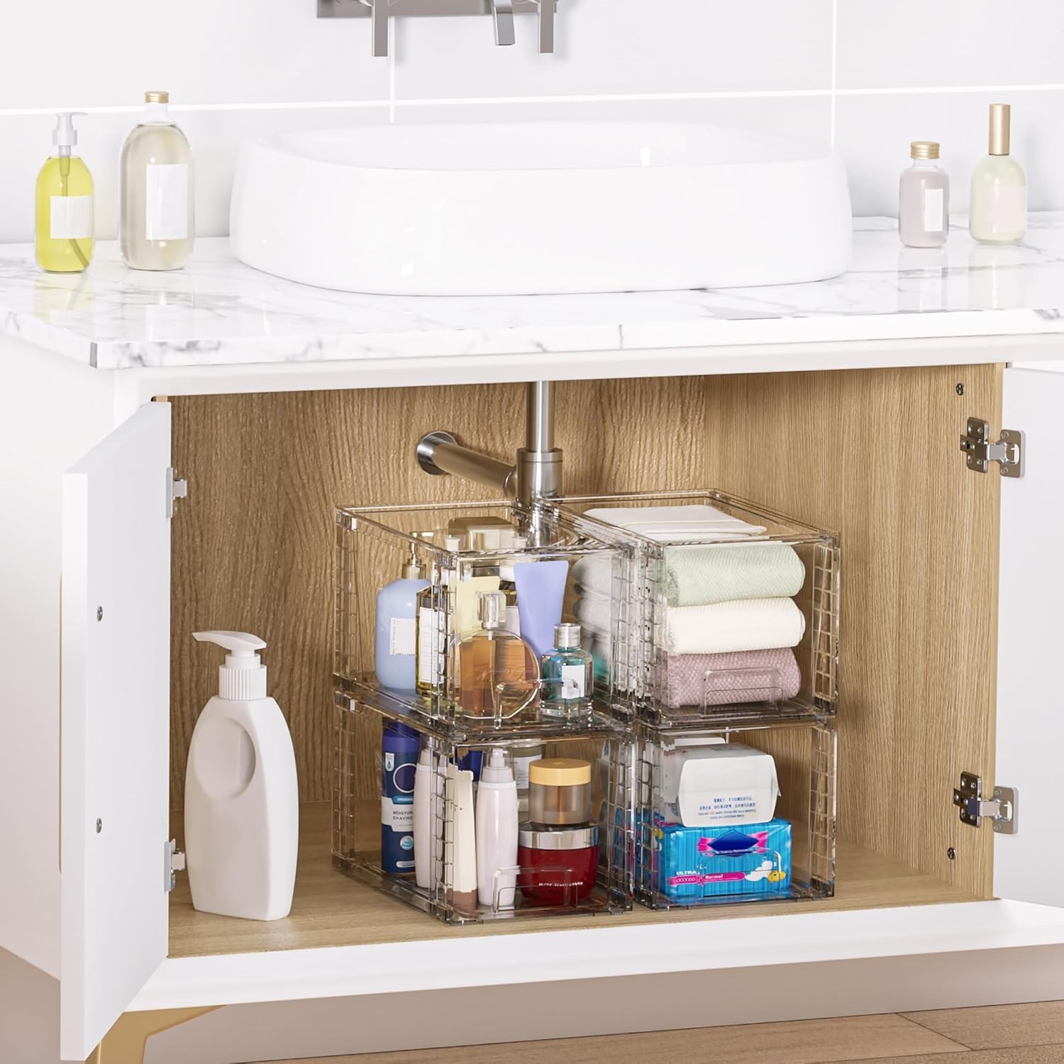 Clear View Multi-Use Acrylic Storage Bins – Easy Assembly & Space Saver
