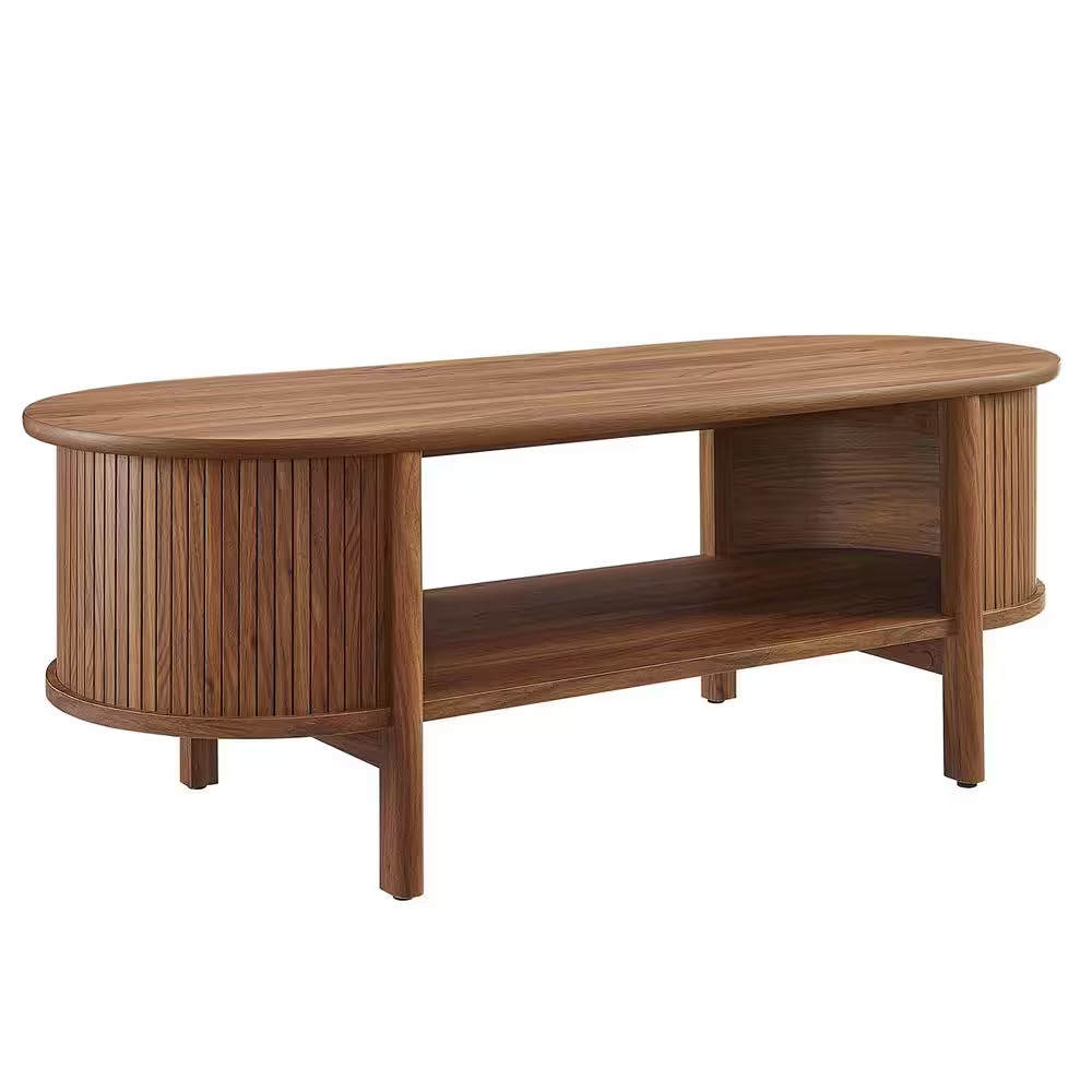 Cadence 18.5 In. Walnut Oval MDF Coffee Table