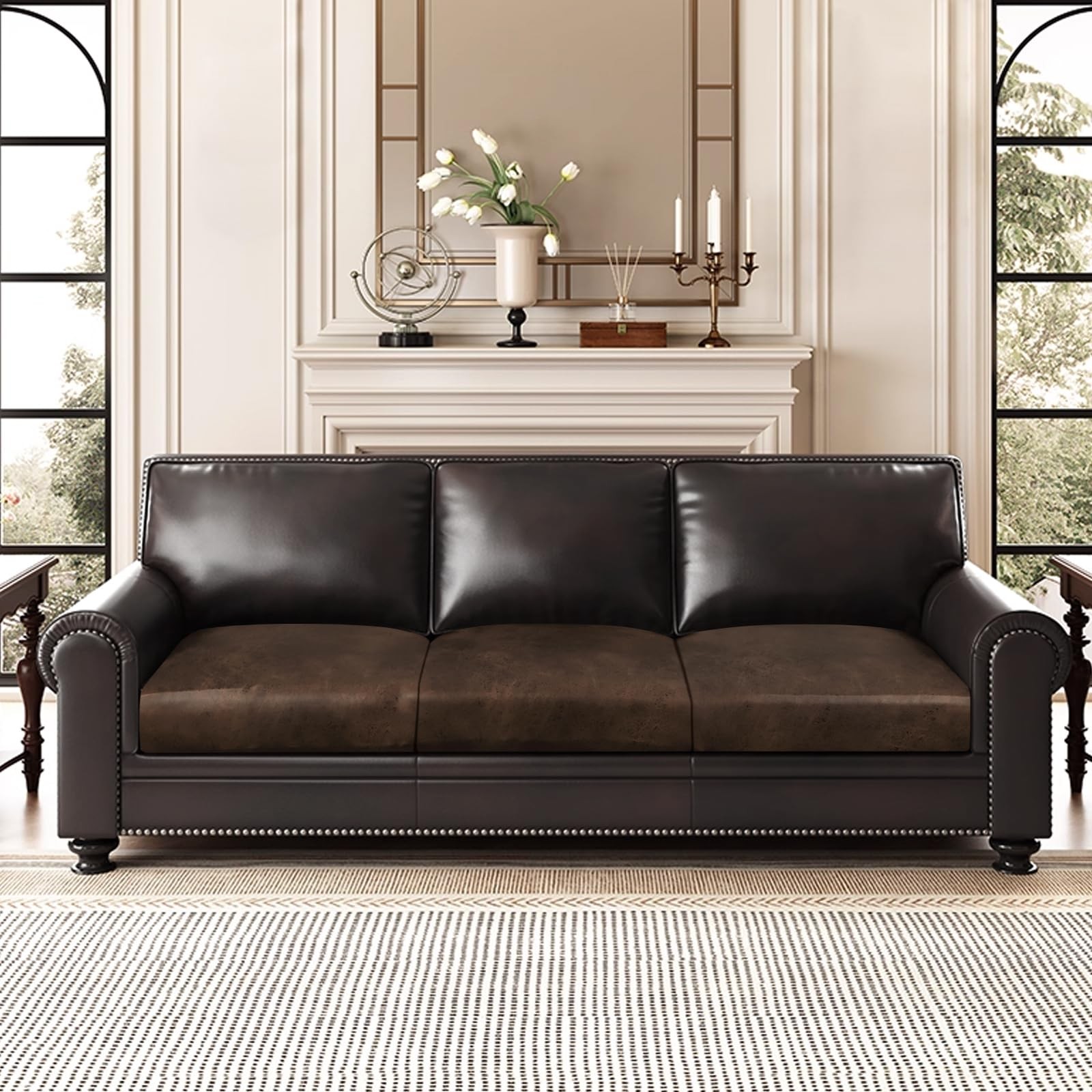 Leather Look Couch Cushion Covers Sofa Seat Slipcovers Sets Couches Furniture…