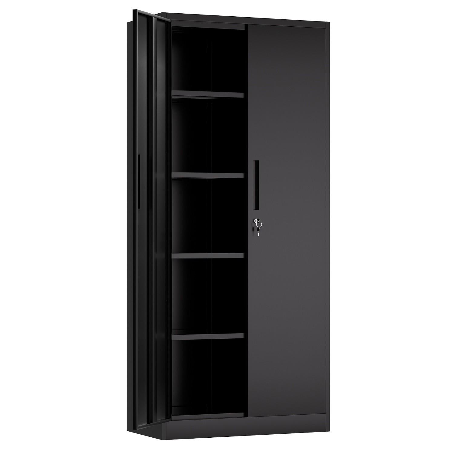 71″H Metal Garage Storage Cabinet Steel Locking File Cabinet w/Doors&4 Shelves