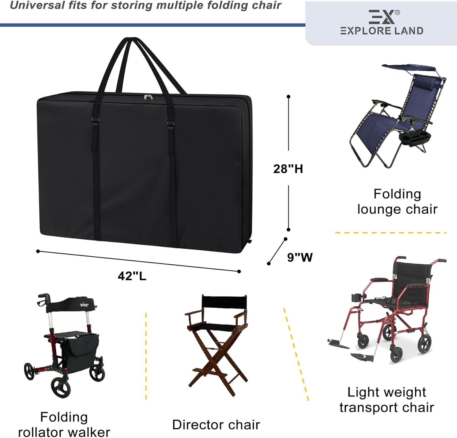 Folding Lounge Chair Storage Bags – 2 Pack, Heavy Duty with Easy Carry Straps