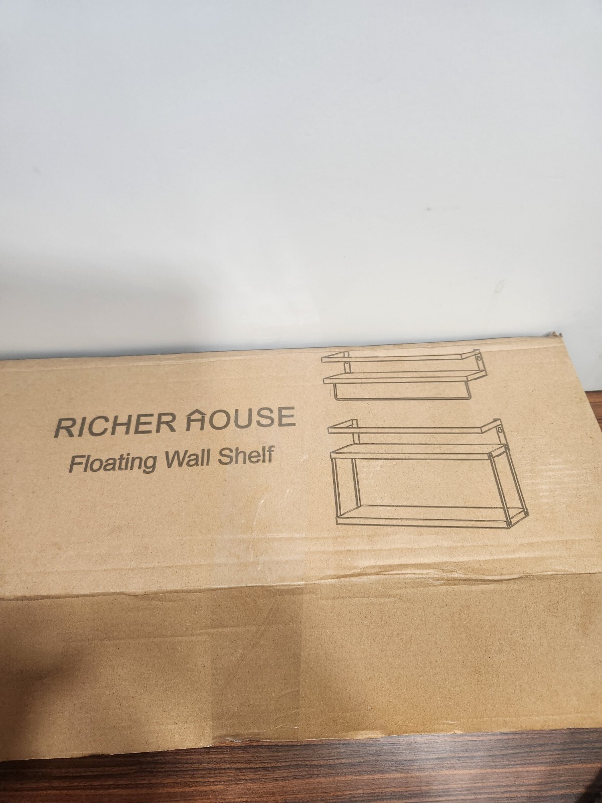 RICHER HOUSE 2+1 Tier Wall Mounted Floating Shelves Set of 2 Black Wood