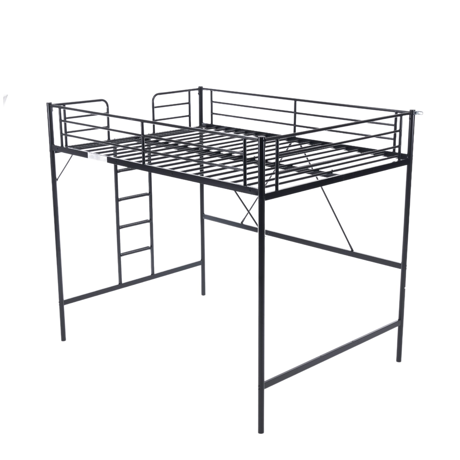 Full Metal Loft Bed Frame for Kids Adults Teens Space-Saving Design Black
