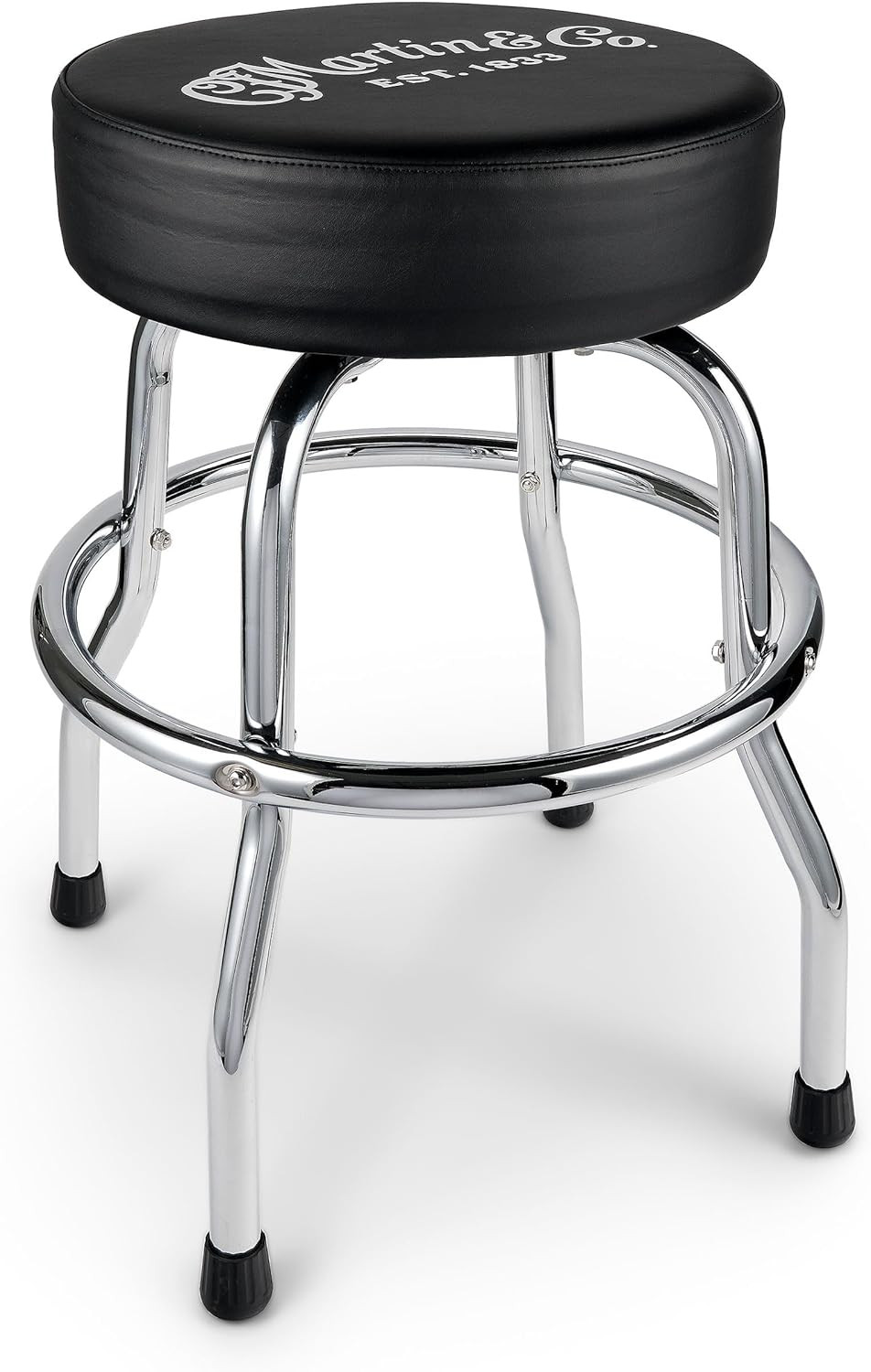 Chrome Barstool – Swivel Guitar Stool with Black Seat and Chrome Base | 24.25″”