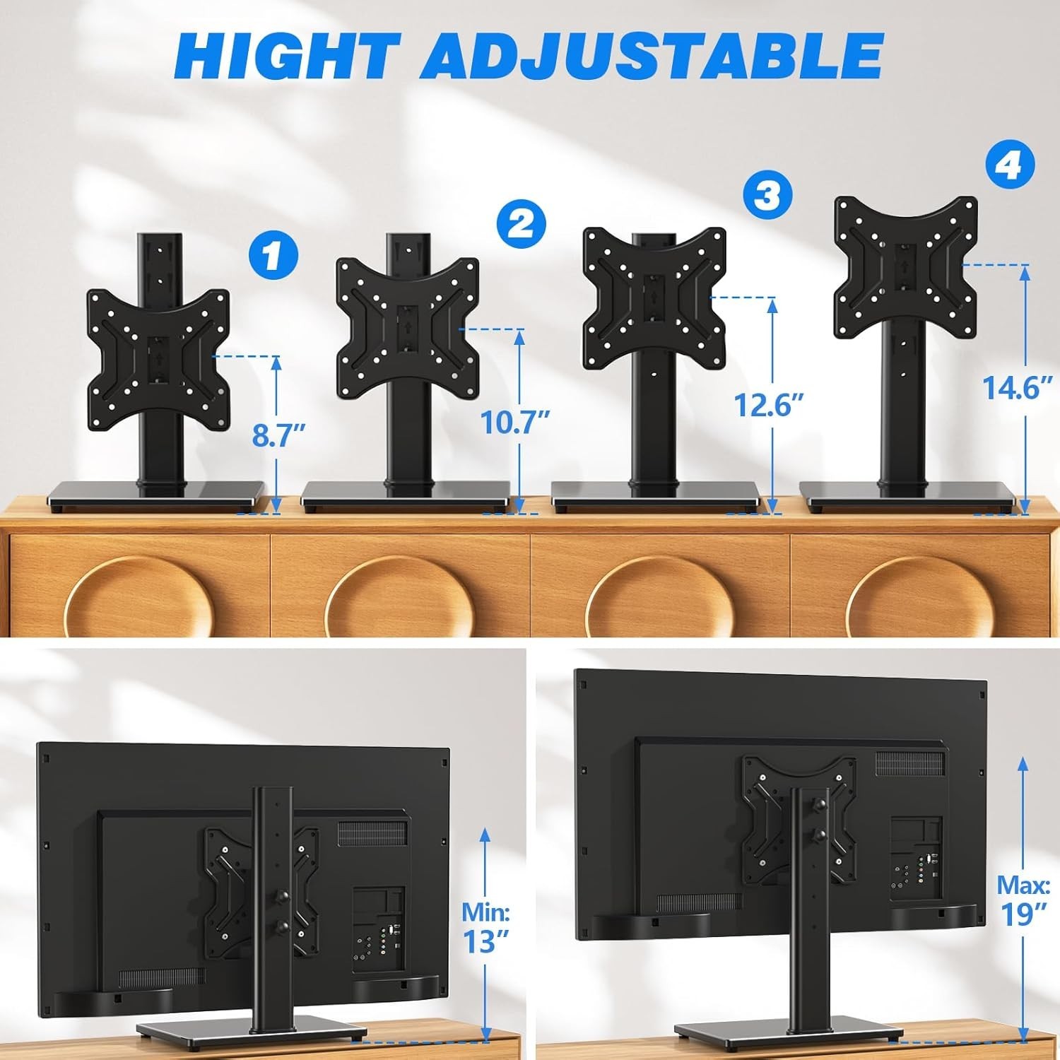 Rfiver Universal Swivel Tabletop TV Stand for Flat Screens 23 24 26 32 39 40 …