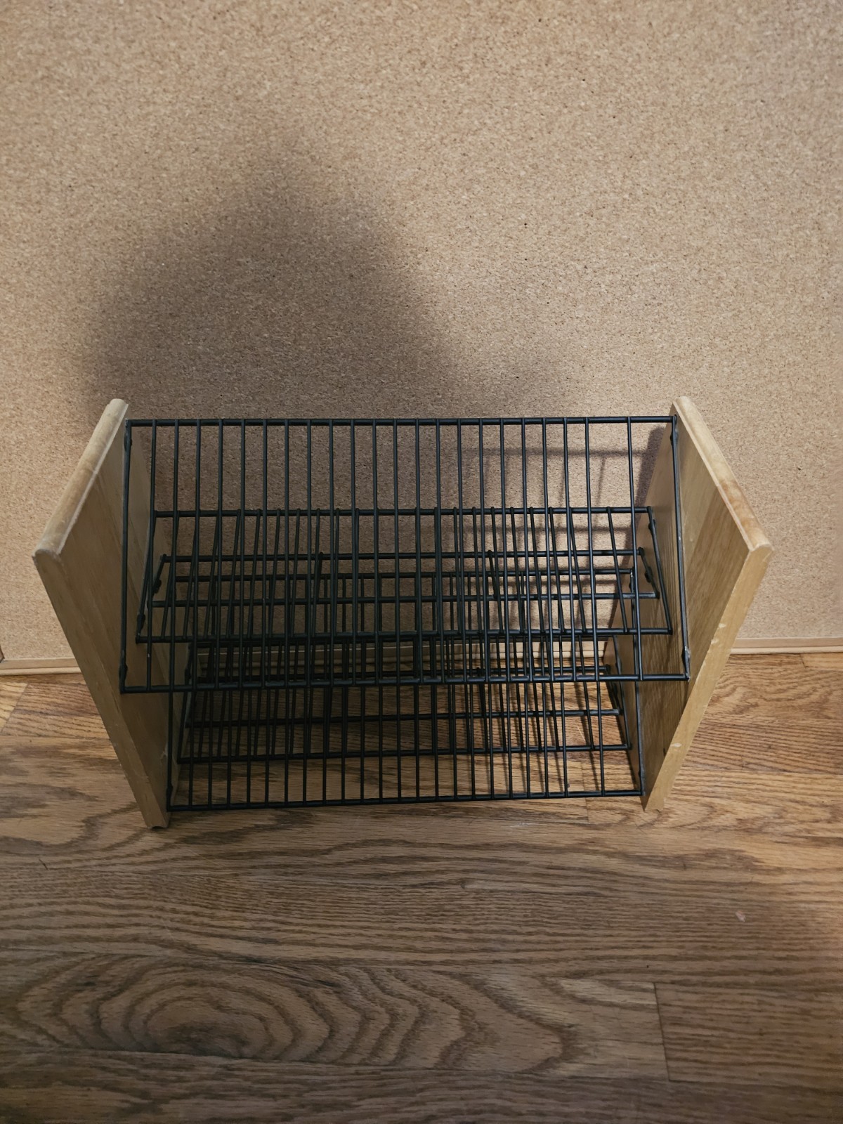 Vintage Black Wire & Wood CD DVD Disc Media Storage Rack Holds up to 50