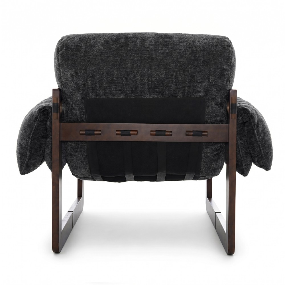 32″ Chenille Lounge Chair with Rolled Arms,Upholstered Accent Armchair,Dark Gray
