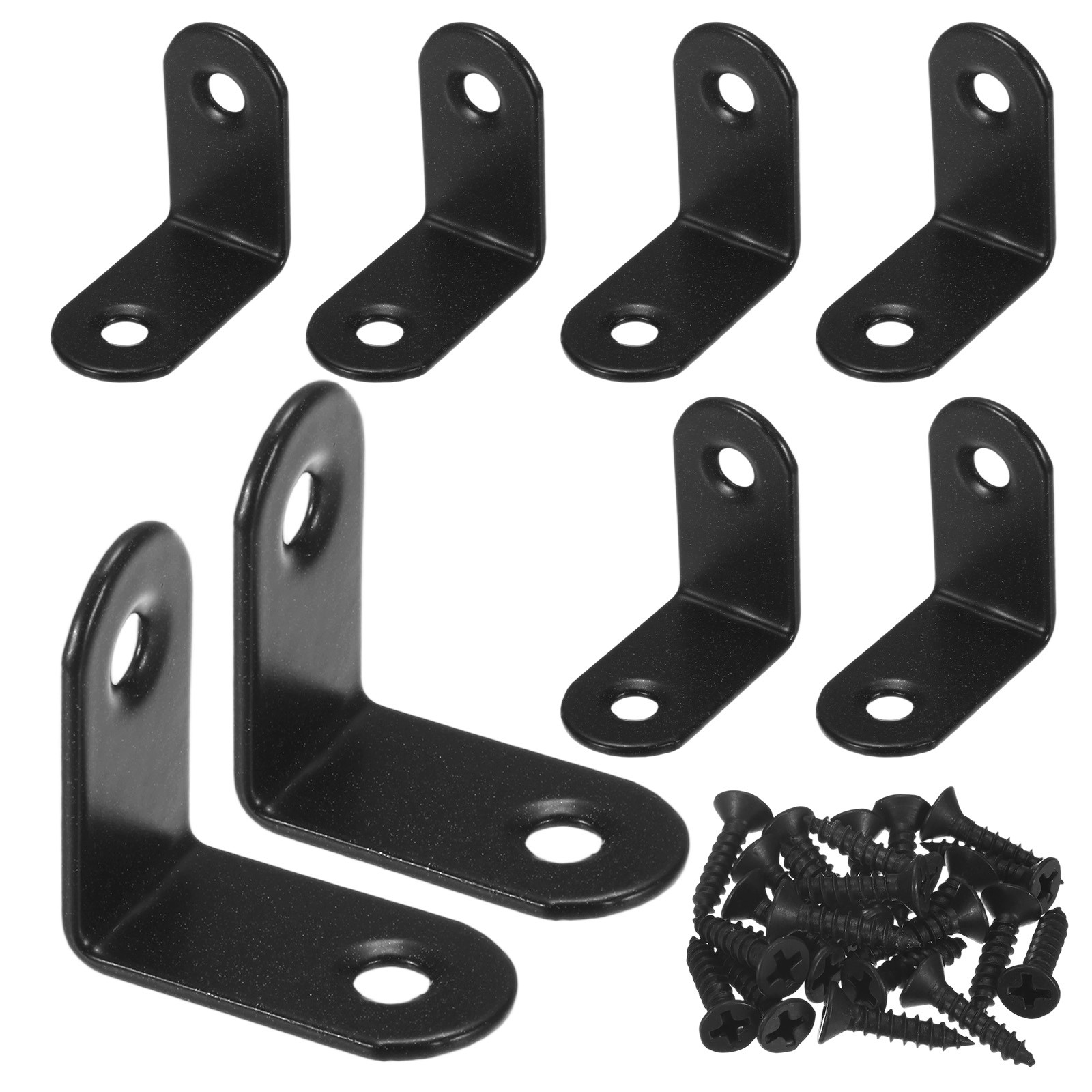 8-Pack L-Shape Bracket Corner Brace, 1.18×1.18 in Right Angle Bracket [Black]
