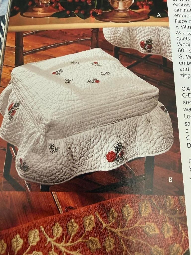 NOS SOURCE PERRIER Collection Winterberry Quilted Cotton Seat Cover 15″ Square