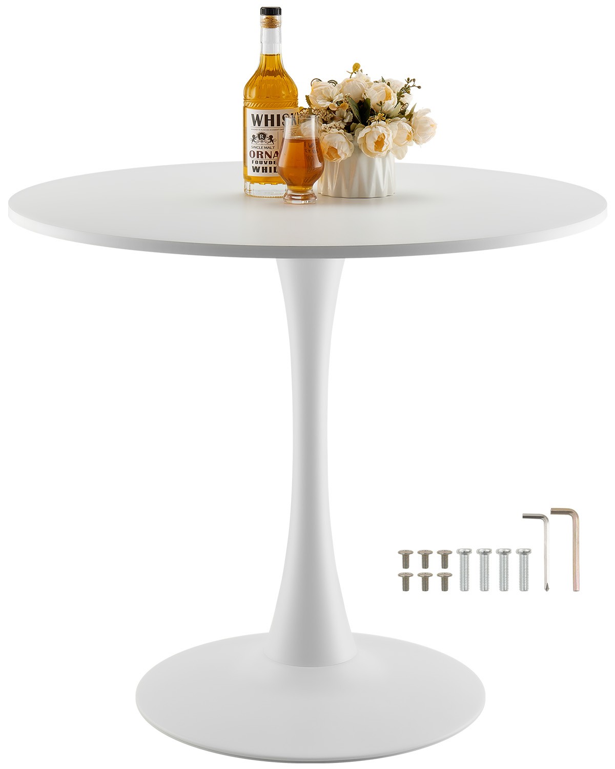 VEVOR 31.5 in Round Dining Table Wood Kitchen Table for 2-4 Person White