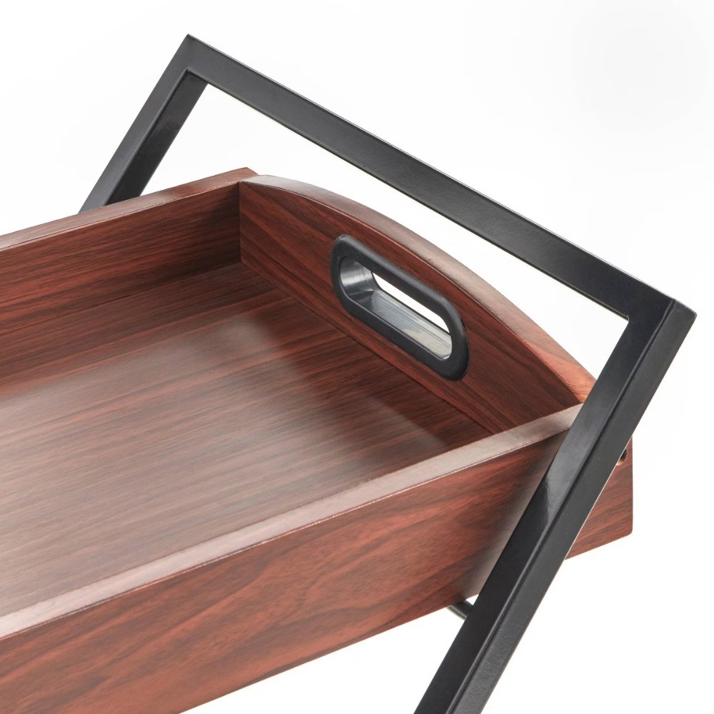 Landress Metal Frame Bar Cart with Serving Tray Walnut/Black