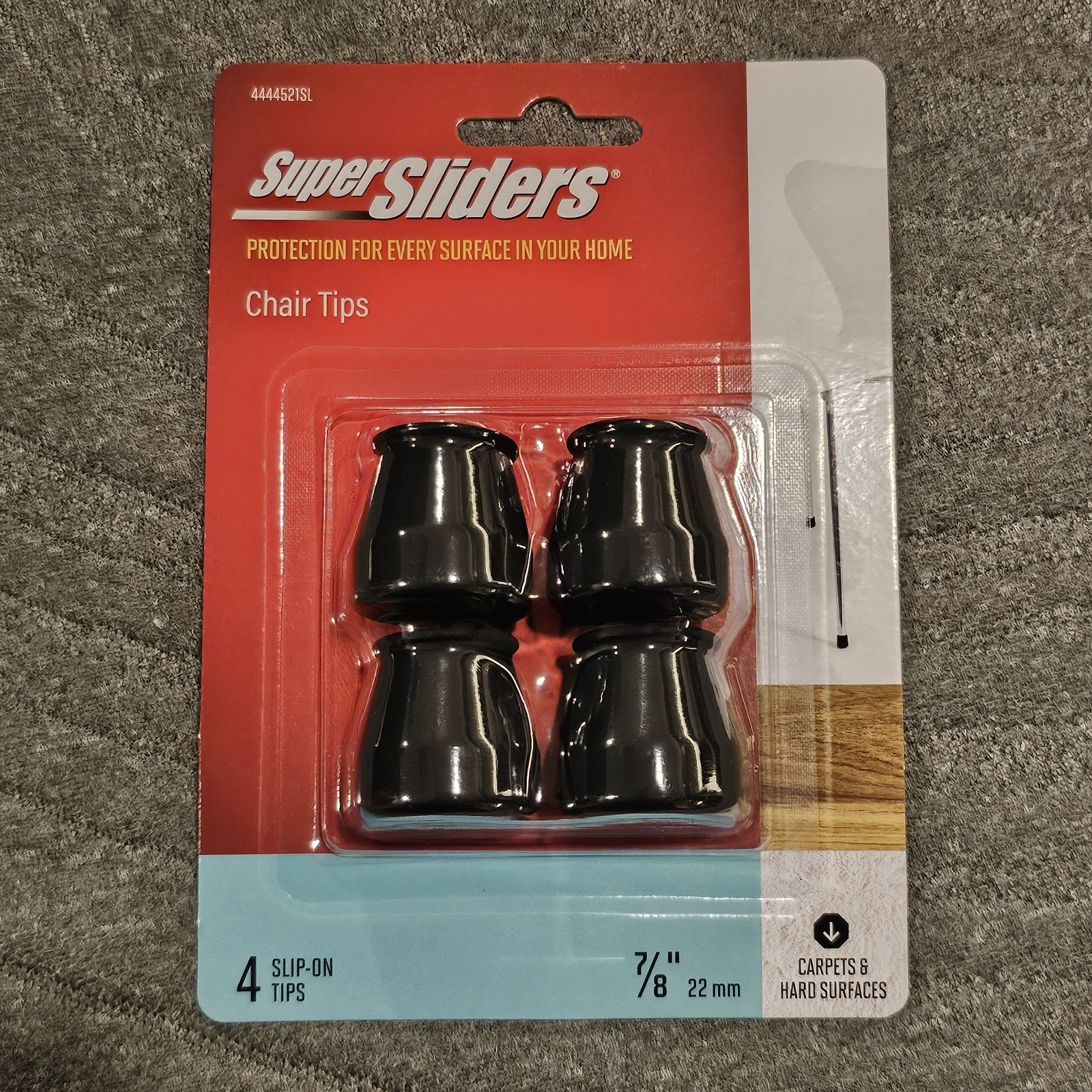 2 sets Super Sliders 7/8″-22mm • 4 RUBBER SLIP-ON CHAIR/ TABLE LEG TIPS – BLACK