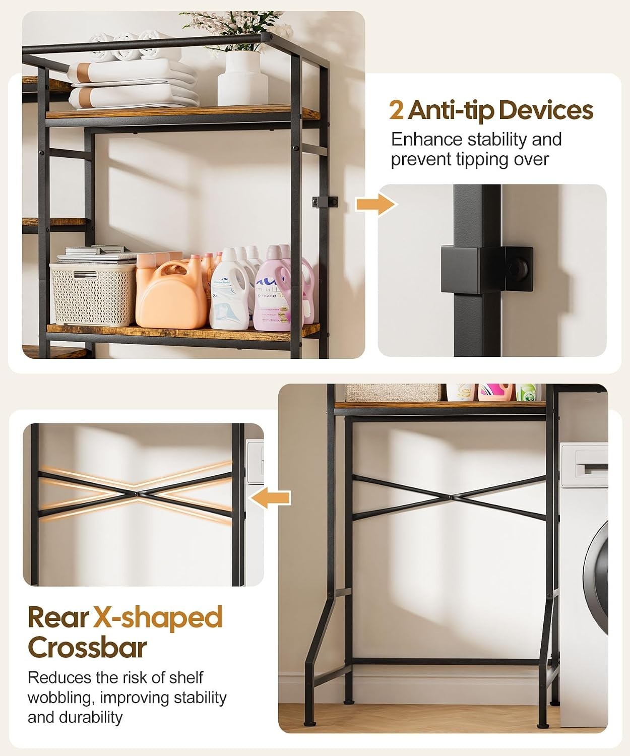 5-Tier Heavy Duty Over Washer Dryer Storage Shelf with Rust-Proof Finish